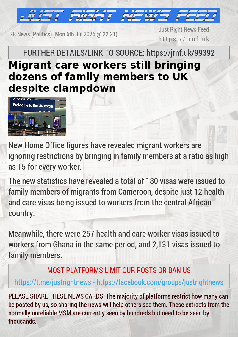 Migrant care workers still bringing dozens of family members to UK despite clampdown