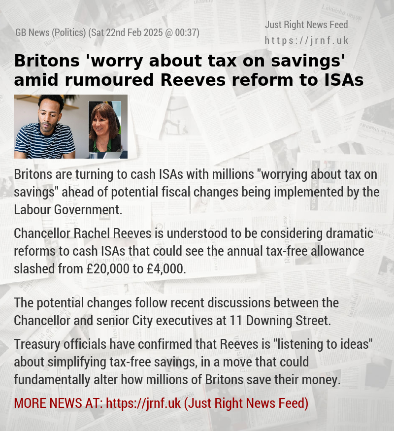 Britons ’worry about tax on savings’ amid rumoured Reeves reform to ISAs