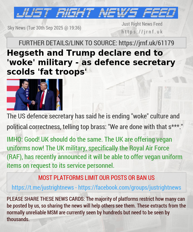 Hegseth and Trump declare end to ’woke’ military — as defence secretary scolds ’fat troops’