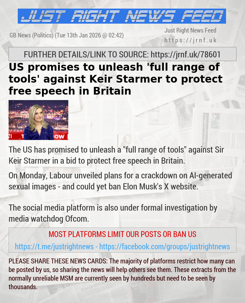 US promises to unleash ’full range of tools’ against Keir Starmer to protect free speech in Britain