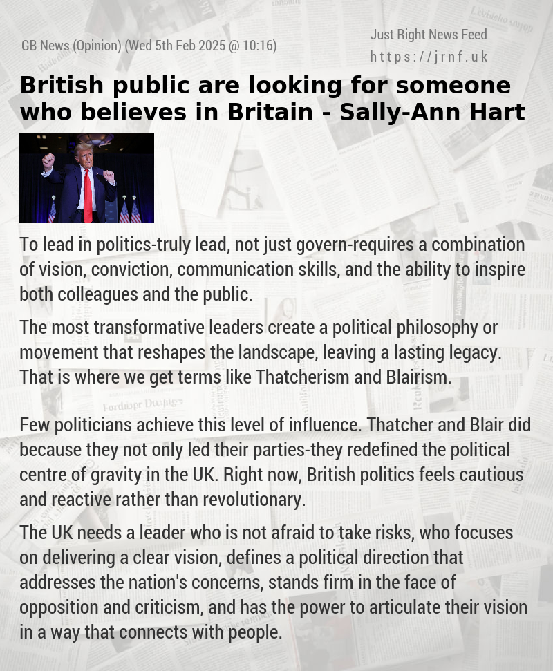 British public are looking for someone who believes in Britain — Sally—Ann Hart