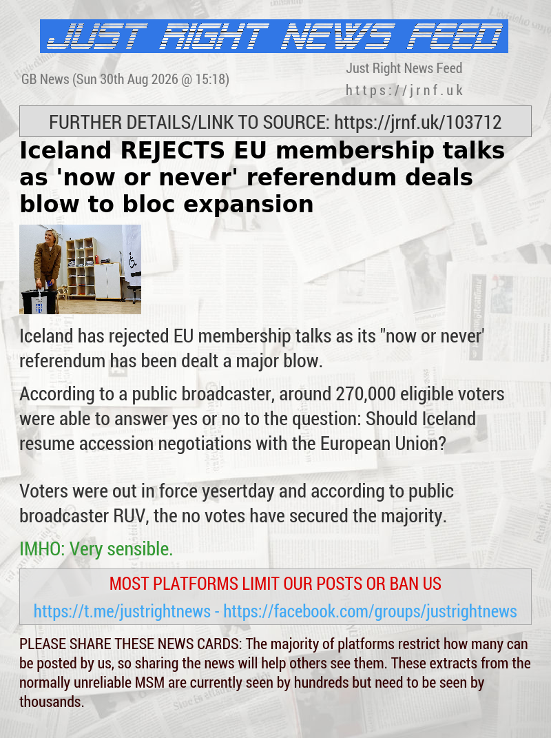 Iceland REJECTS EU membership talks as ’now or never’ referendum deals blow to bloc expansion