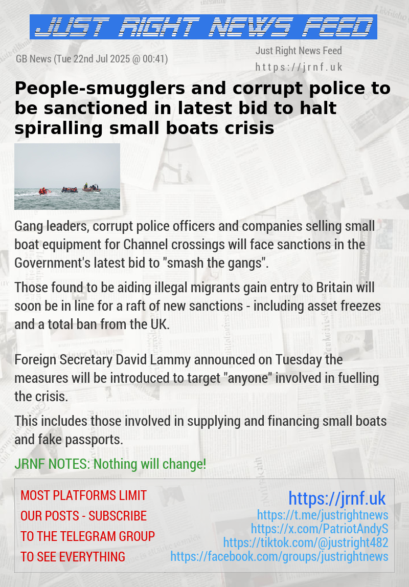 People—smugglers and corrupt police to be sanctioned in latest bid to halt spiralling small boats crisis