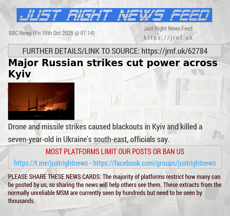 Major Russian strikes cut power across Kyiv