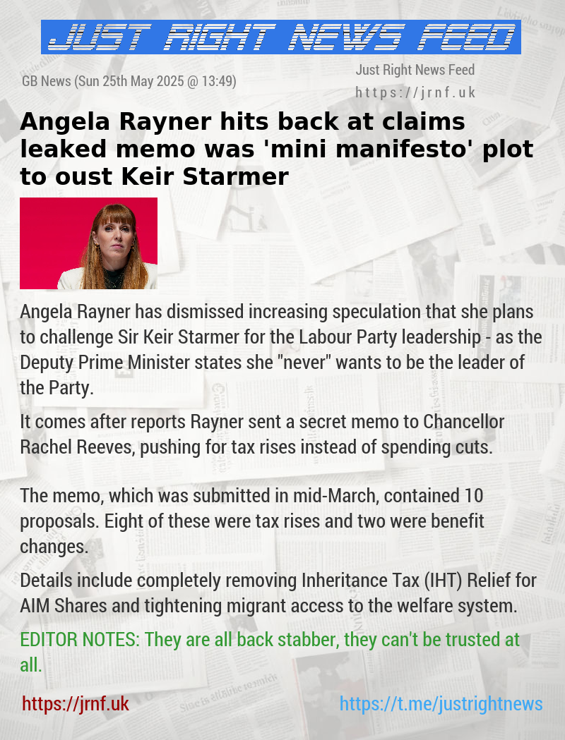 Angela Rayner hits back at claims leaked memo was ’mini manifesto’ plot to oust Keir Starmer