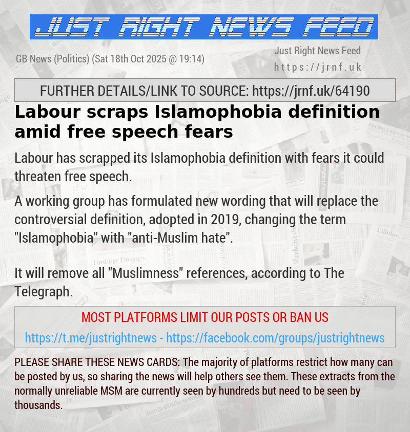 Labour scraps Islamophobia definition amid free speech fears