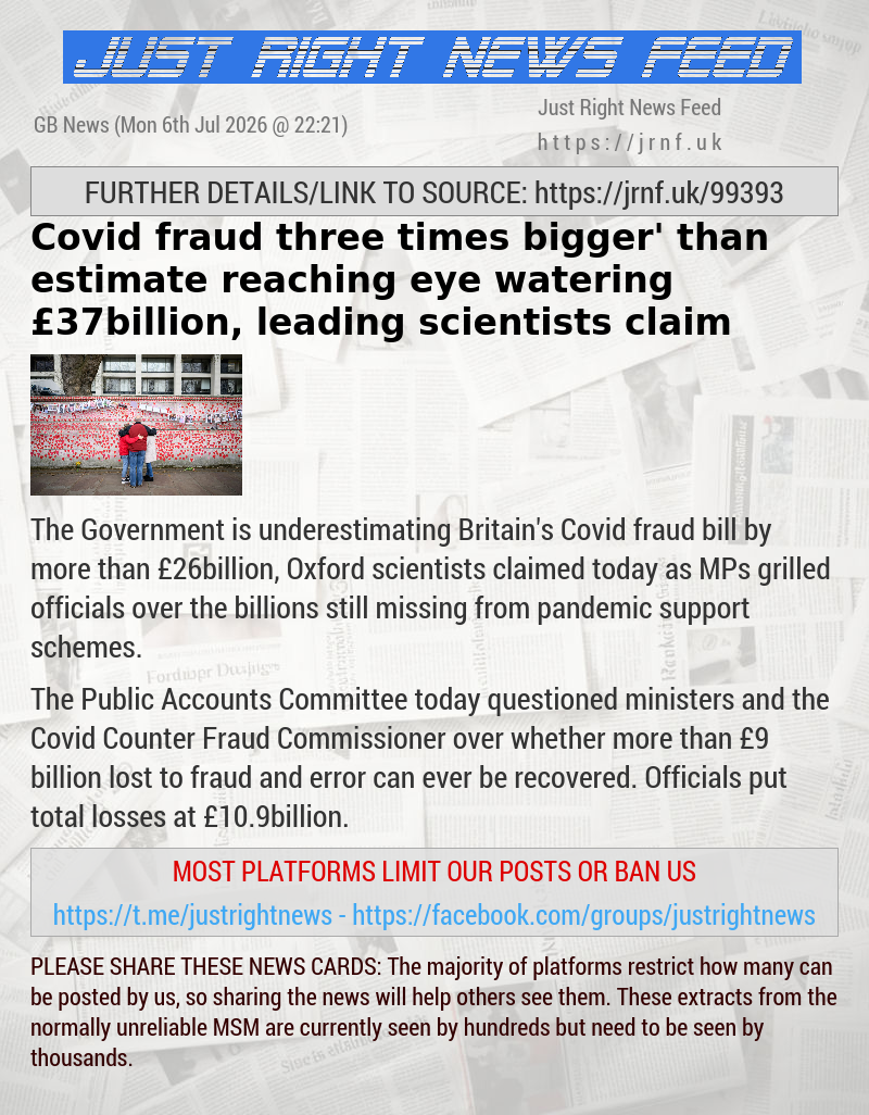Covid fraud ‘three times bigger’ than estimate — reaching eye—watering &pound;37billion, leading scientists claim
