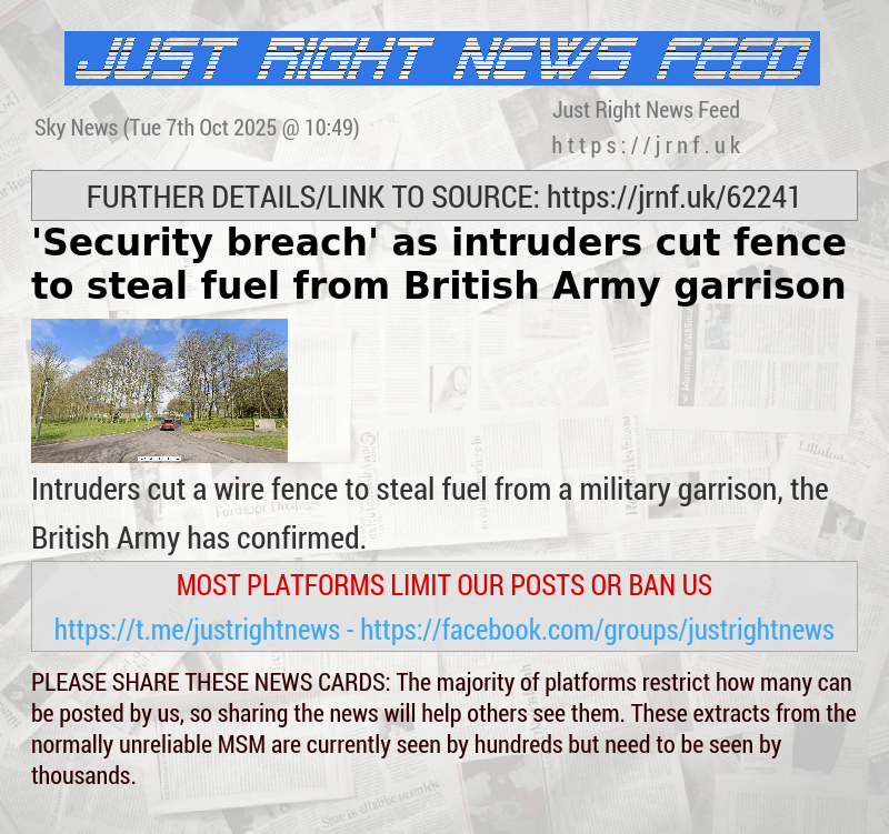 ’Security breach’ as intruders cut fence to steal fuel from British Army garrison
