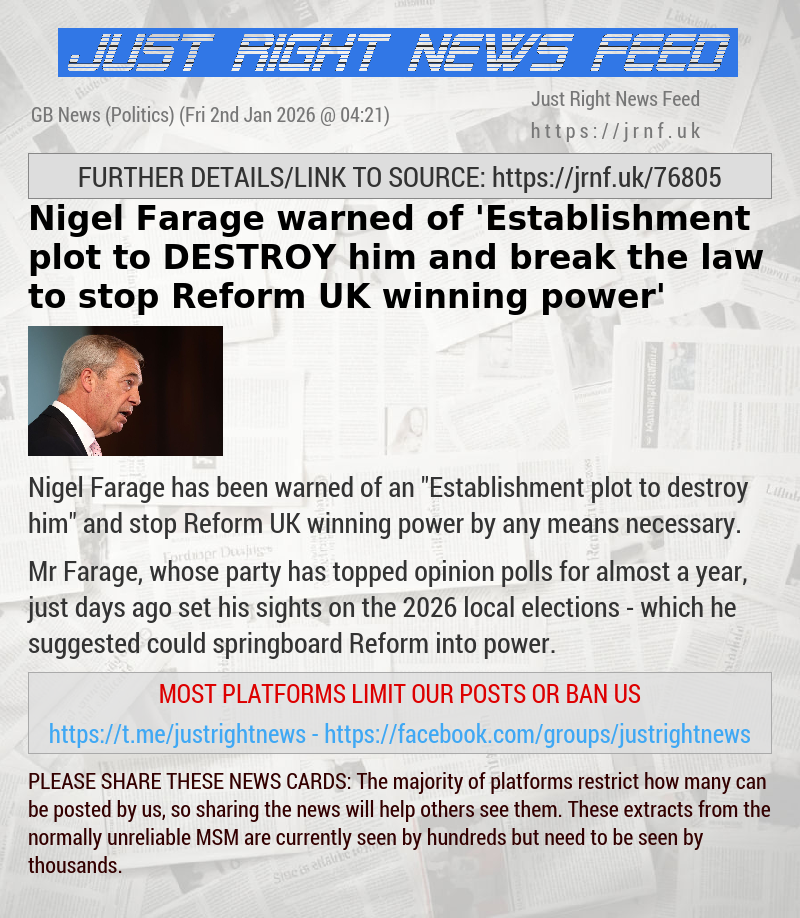 Nigel Farage warned of ’Establishment plot to DESTROY him and break the law to stop Reform UK winning power’