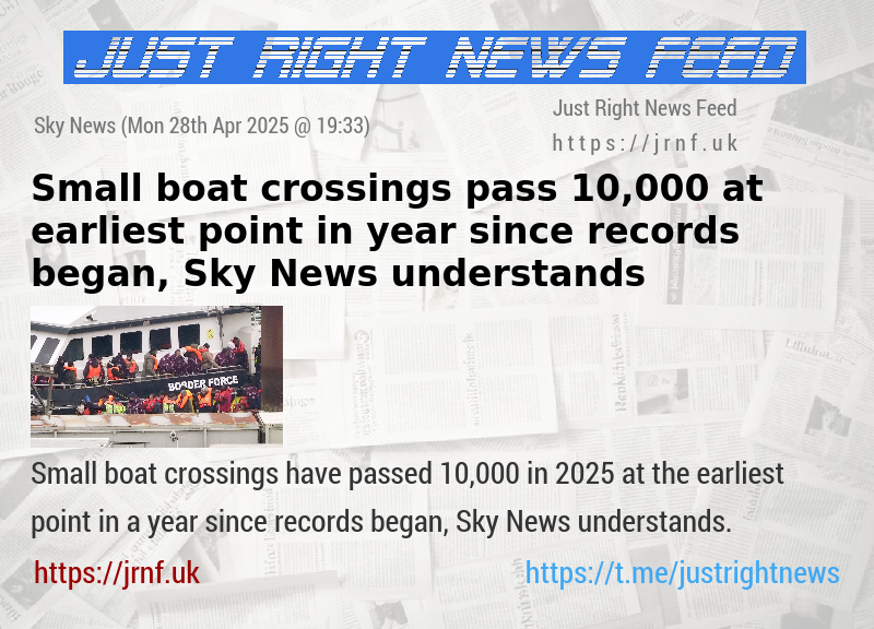 Small boat crossings pass 10,000 at earliest point in year since records began, Sky News understands