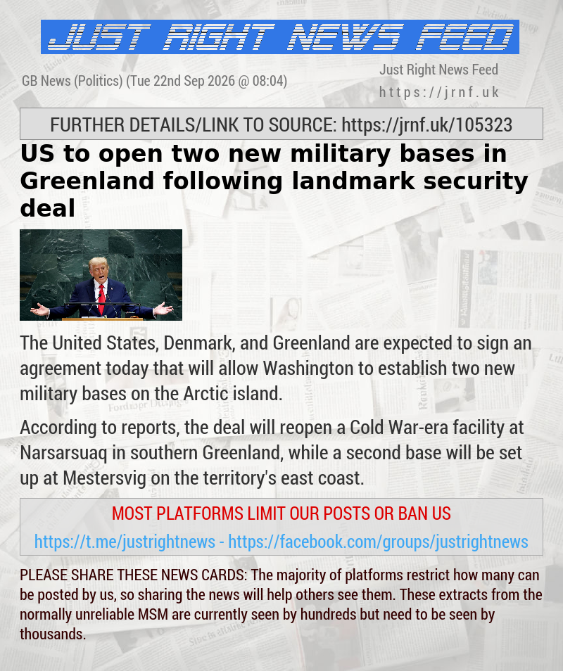 US to open two new military bases in Greenland following landmark security deal