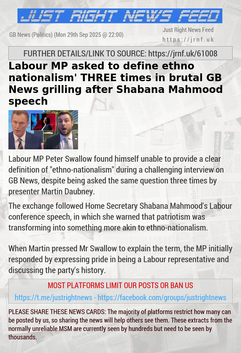 Labour MP asked to define ‘ethno—nationalism’ THREE times in brutal GB News grilling after Shabana Mahmood speech