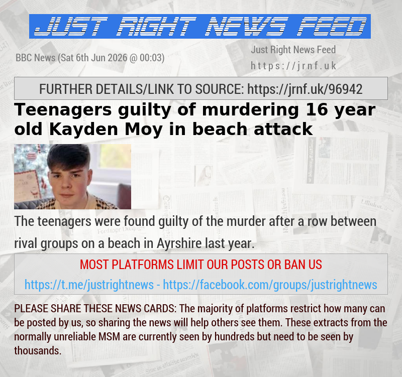 Teenagers guilty of murdering 16—year—old Kayden Moy in beach attack