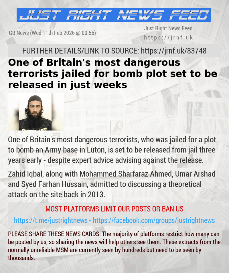 One of Britain’s most dangerous terrorists jailed for bomb plot set to be released in just weeks
