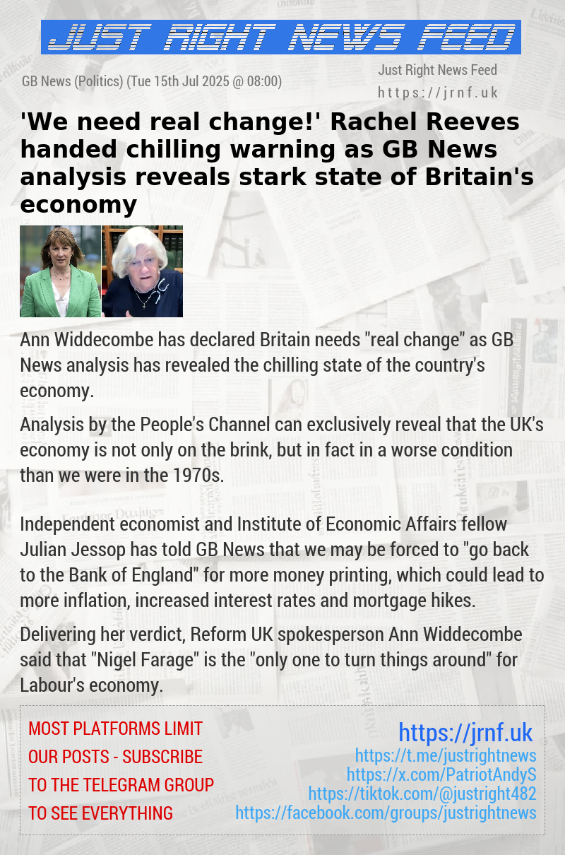 ’We need real change!’ Rachel Reeves handed chilling warning as GB News analysis reveals stark state of Britain’s economy