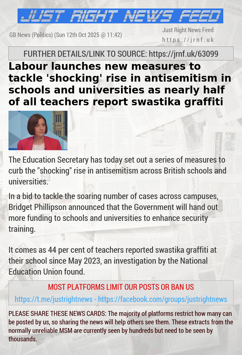 Labour launches new measures to tackle ’shocking’ rise in antisemitism in schools and universities as nearly half of all teachers report swastika graffiti