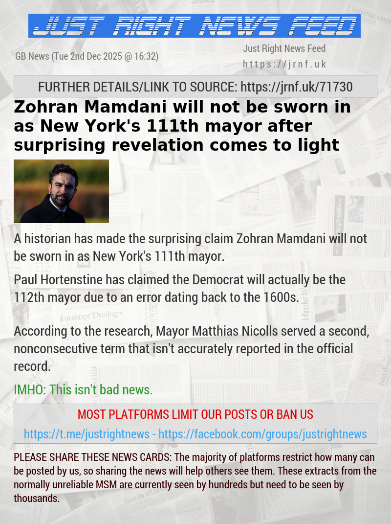 Zohran Mamdani will not be sworn in as New York’s 111th mayor after surprising revelation comes to light
