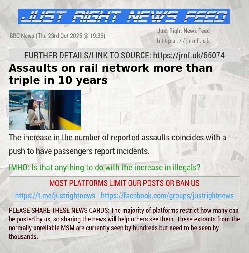 Assaults on rail network more than triple in 10 years 