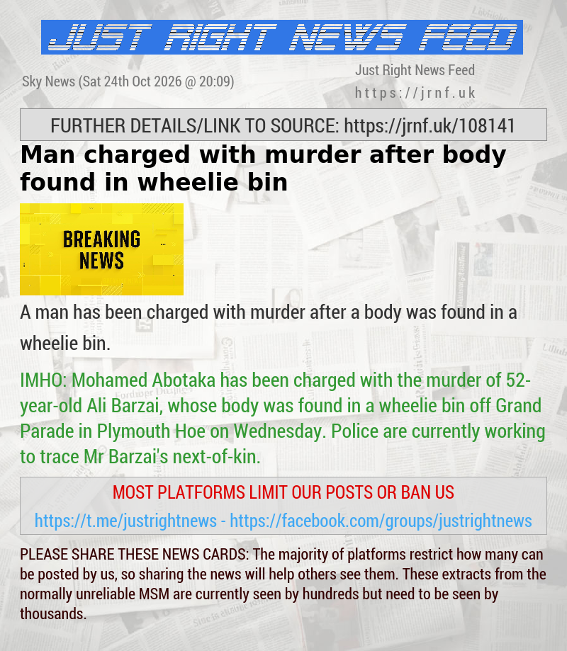 Man charged with murder after body found in wheelie bin