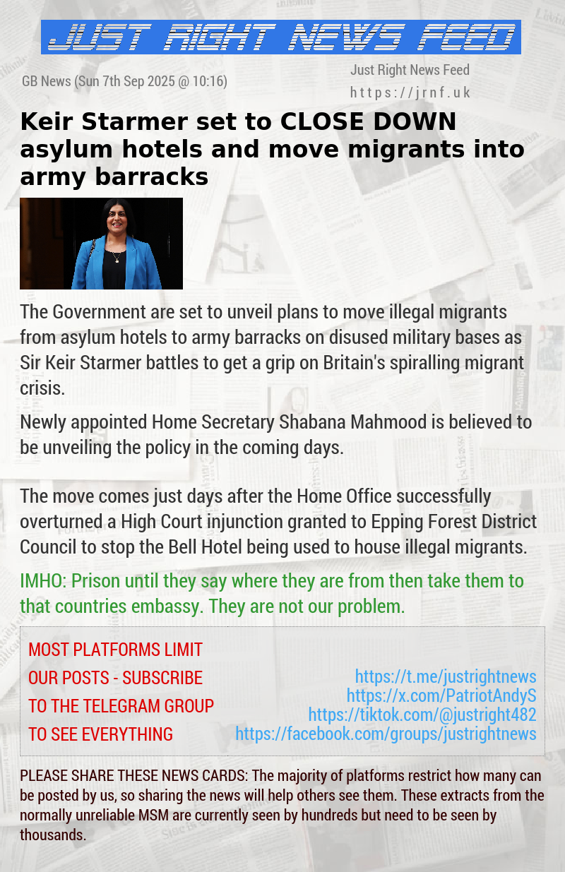 Keir Starmer set to CLOSE  DOWN asylum hotels and move migrants into army barracks