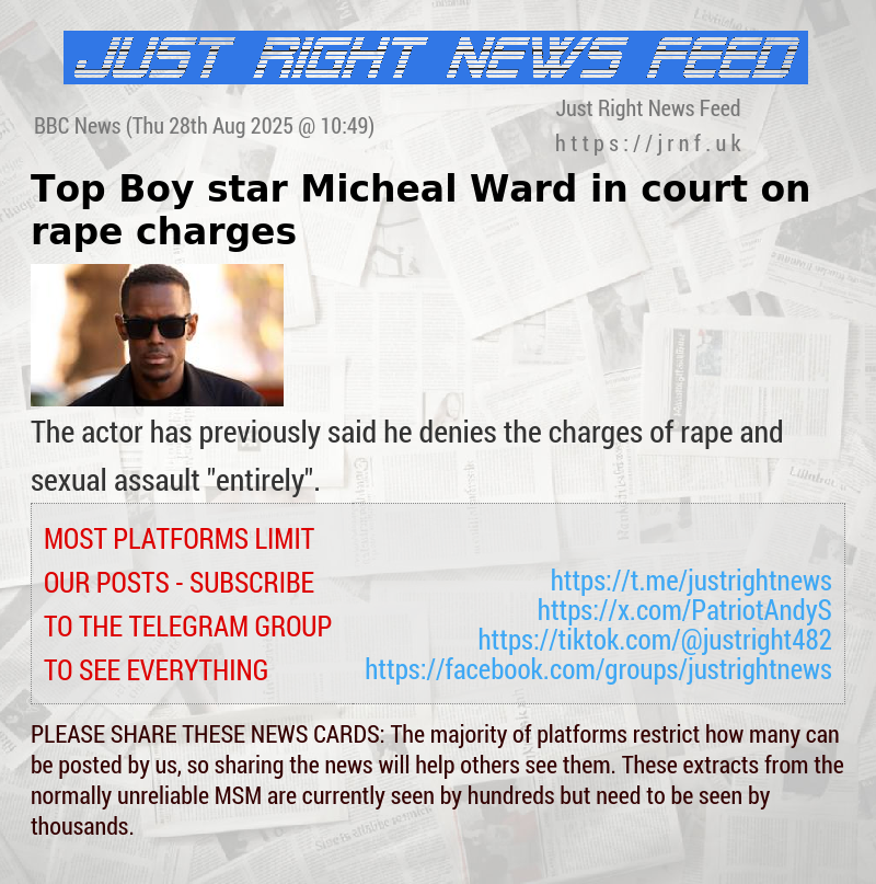 Top Boy star Micheal Ward in court on rape charges