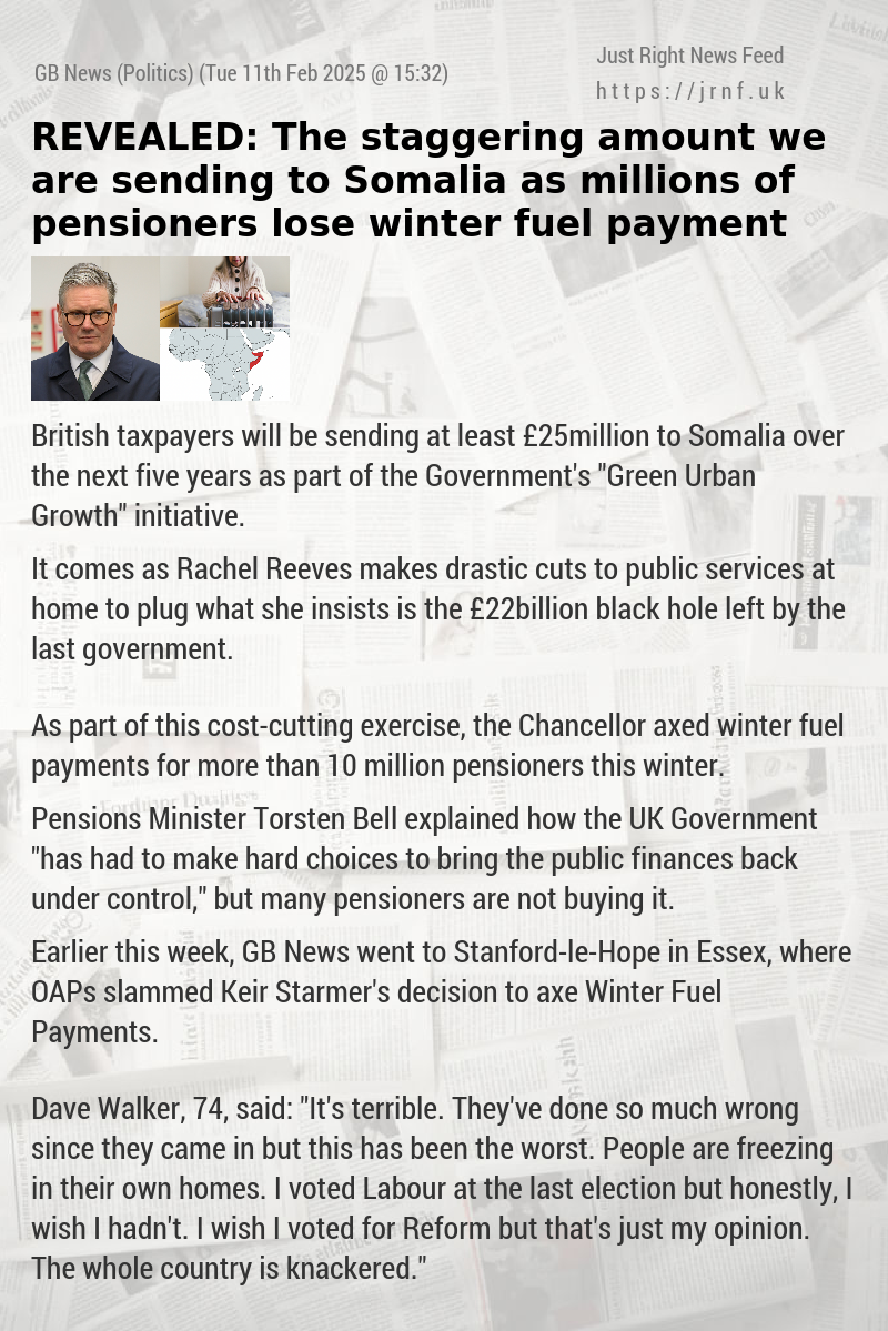 REVEALED: The staggering amount we are sending to Somalia as millions of pensioners lose winter fuel payment