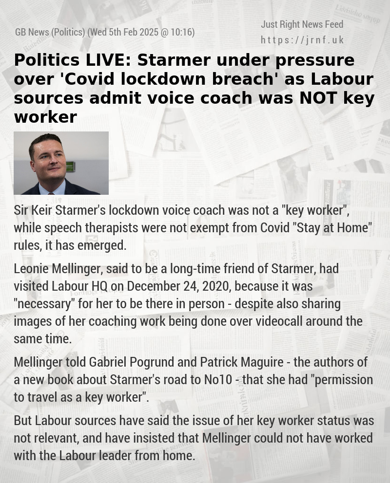 Politics LIVE: Starmer under pressure over ’Covid lockdown breach’ as Labour sources admit voice coach was NOT key worker