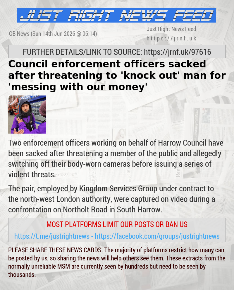 Council enforcement officers sacked after threatening to ’knock out’ man for ’messing with our money’