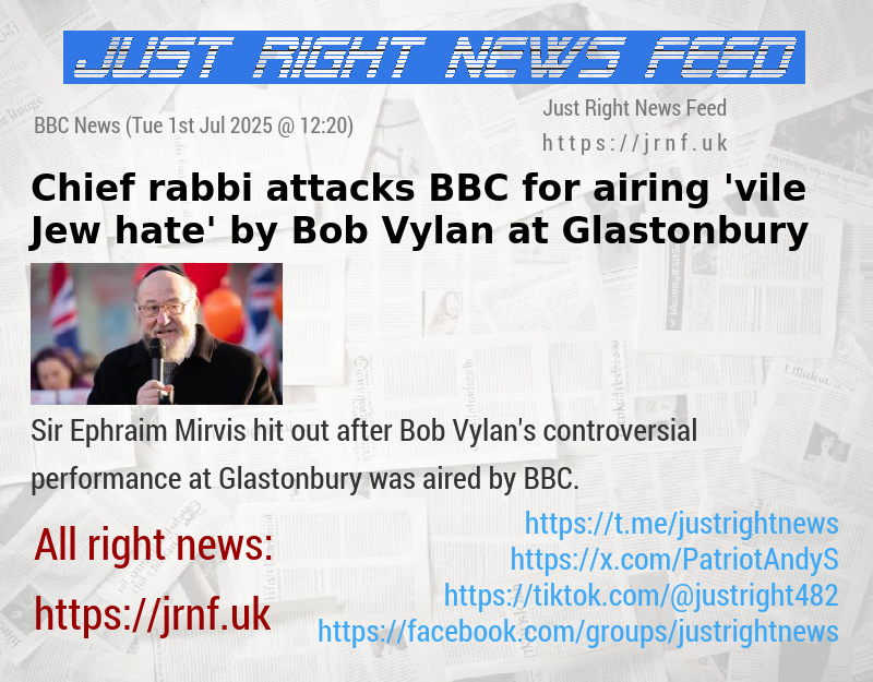 Chief rabbi attacks BBC for airing ’vile Jew hate’ by Bob Vylan at Glastonbury