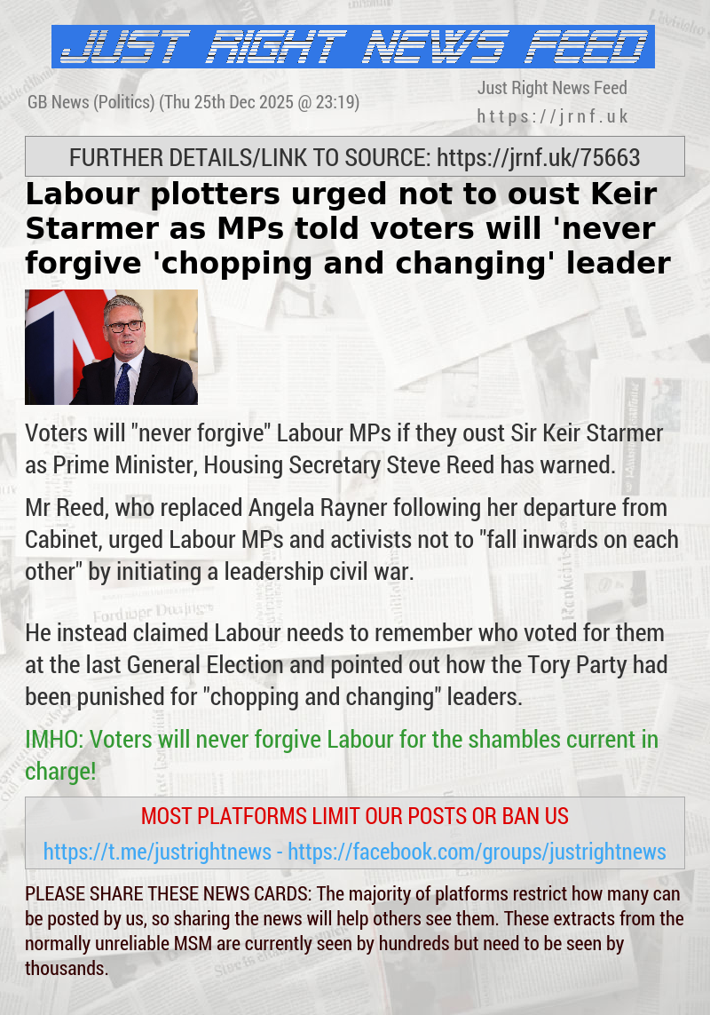Labour plotters urged not to oust Keir Starmer as MPs told voters will ’never forgive ’chopping and changing’ leader