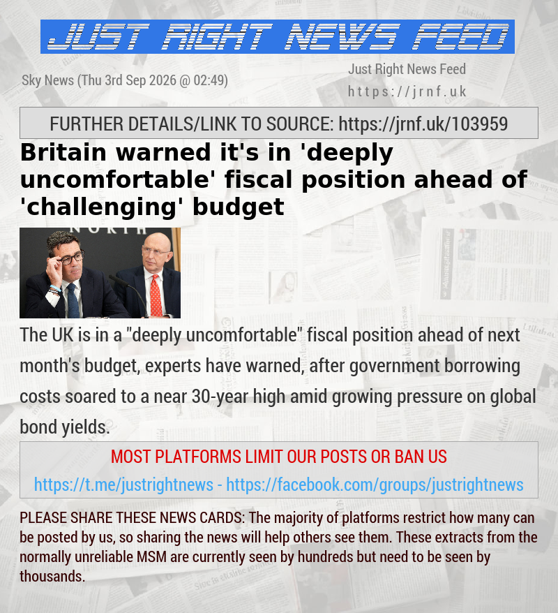 Britain warned it’s in ’deeply uncomfortable’ fiscal position ahead of ’challenging’ budget