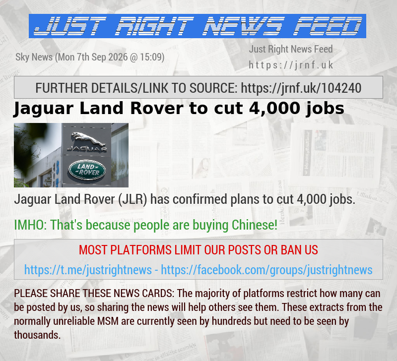 Jaguar Land Rover to cut 4,000 jobs