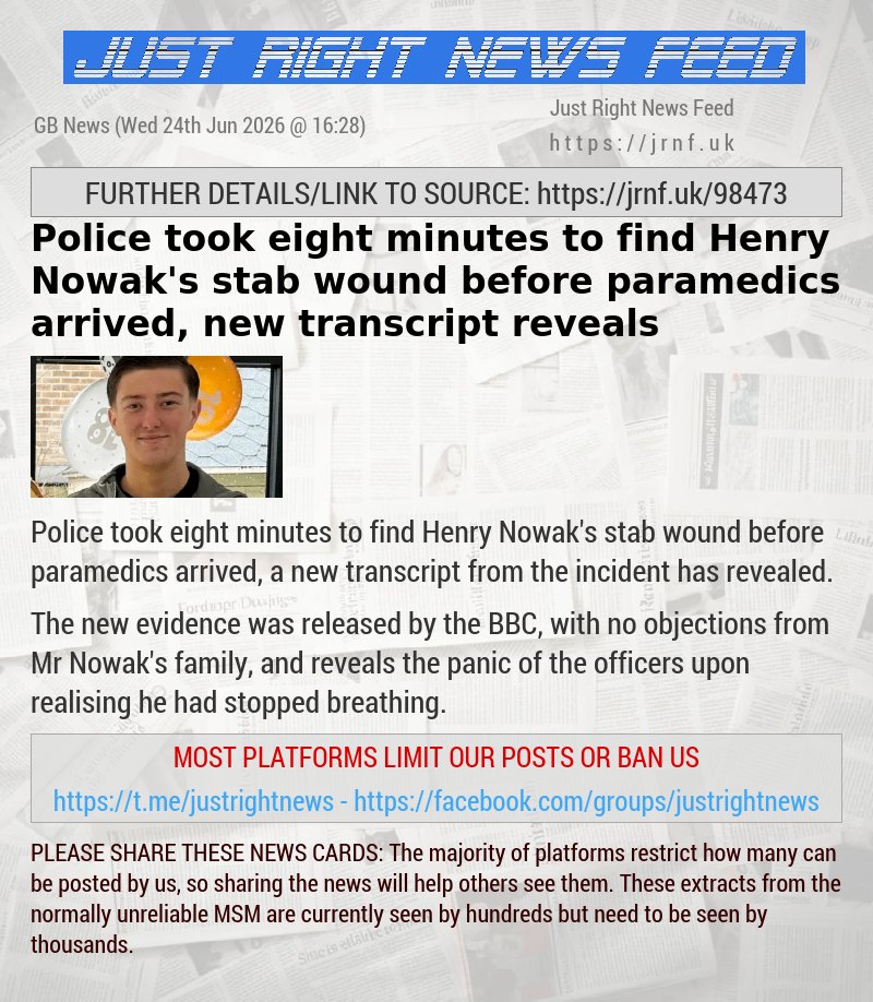 Police took eight minutes to find Henry Nowak’s stab wound before paramedics arrived, new transcript reveals