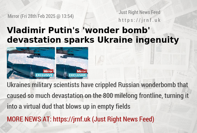 Vladimir Putin’s ’wonder—bomb’ devastation sparks Ukraine ingenuity  