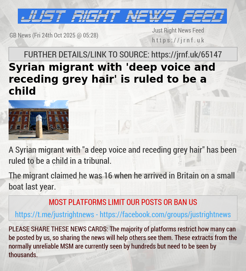 Syrian migrant with ’deep voice and receding grey hair’ is ruled to be a child