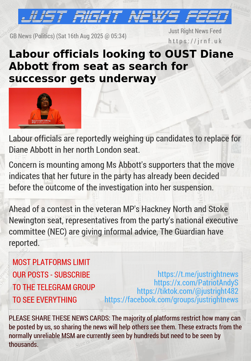 Labour officials looking to OUST Diane Abbott from seat as search for successor gets underway