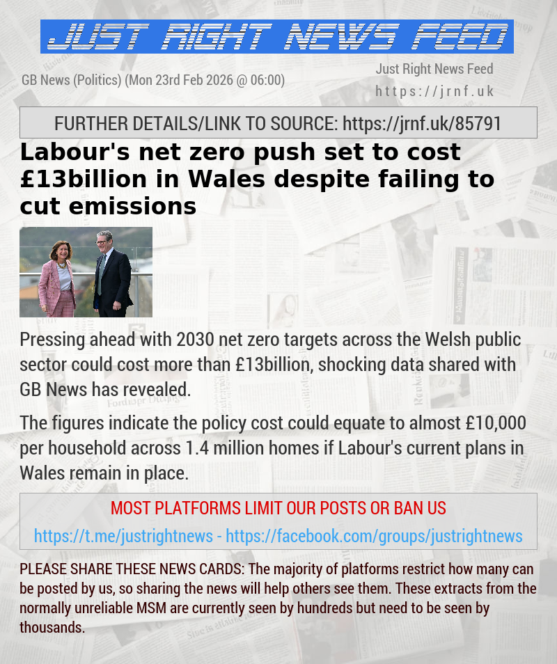 Labour’s net zero push set to cost &pound;13billion in Wales despite failing to cut emissions