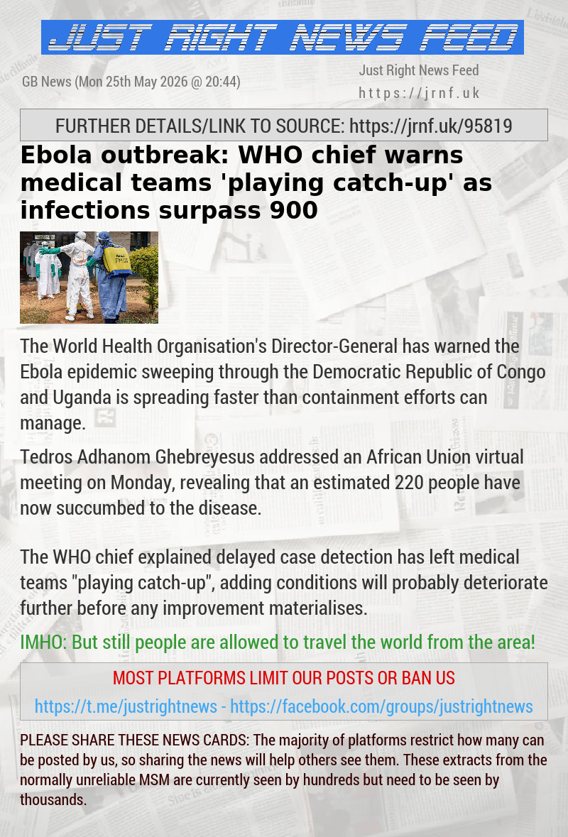 Ebola outbreak: WHO chief warns medical teams ‘playing catch—up’ as infections surpass 900