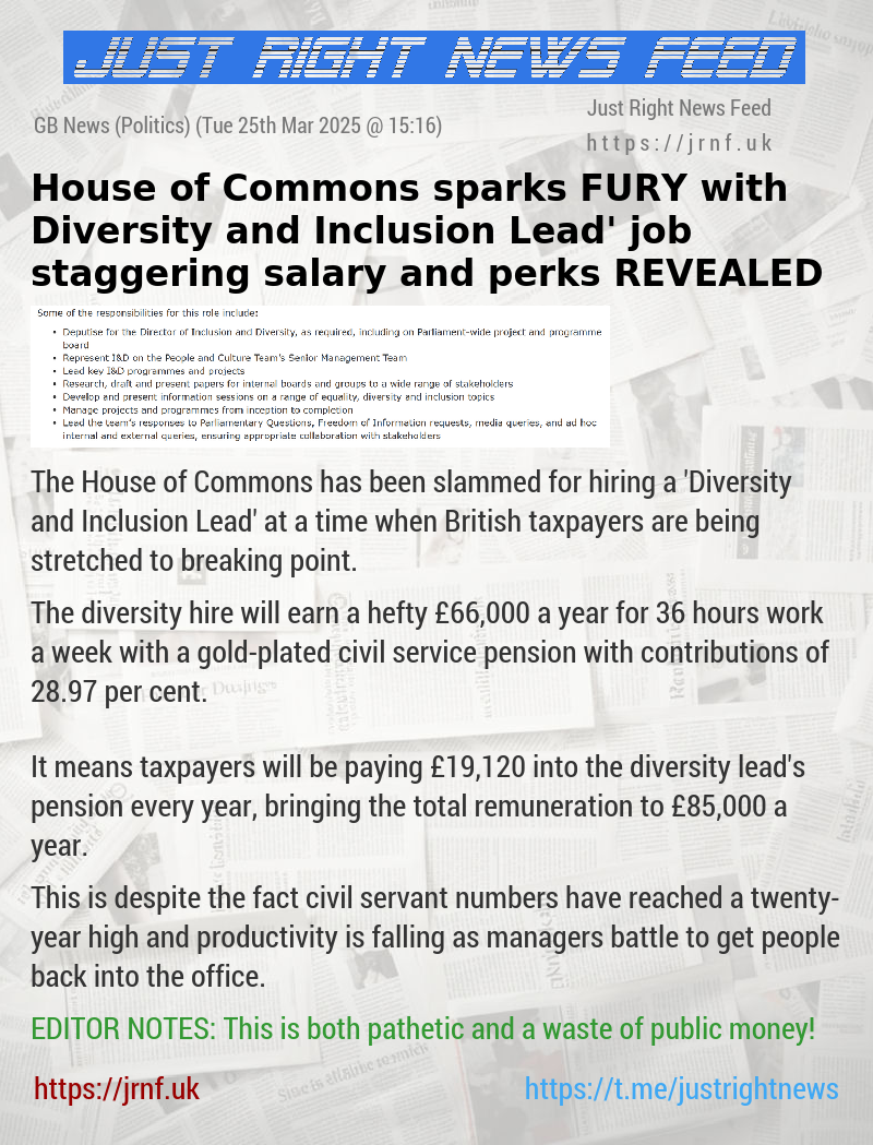 House of Commons sparks FURY with ‘Inclusion and Diversity Lead’ job — staggering salary and perks REVEALED