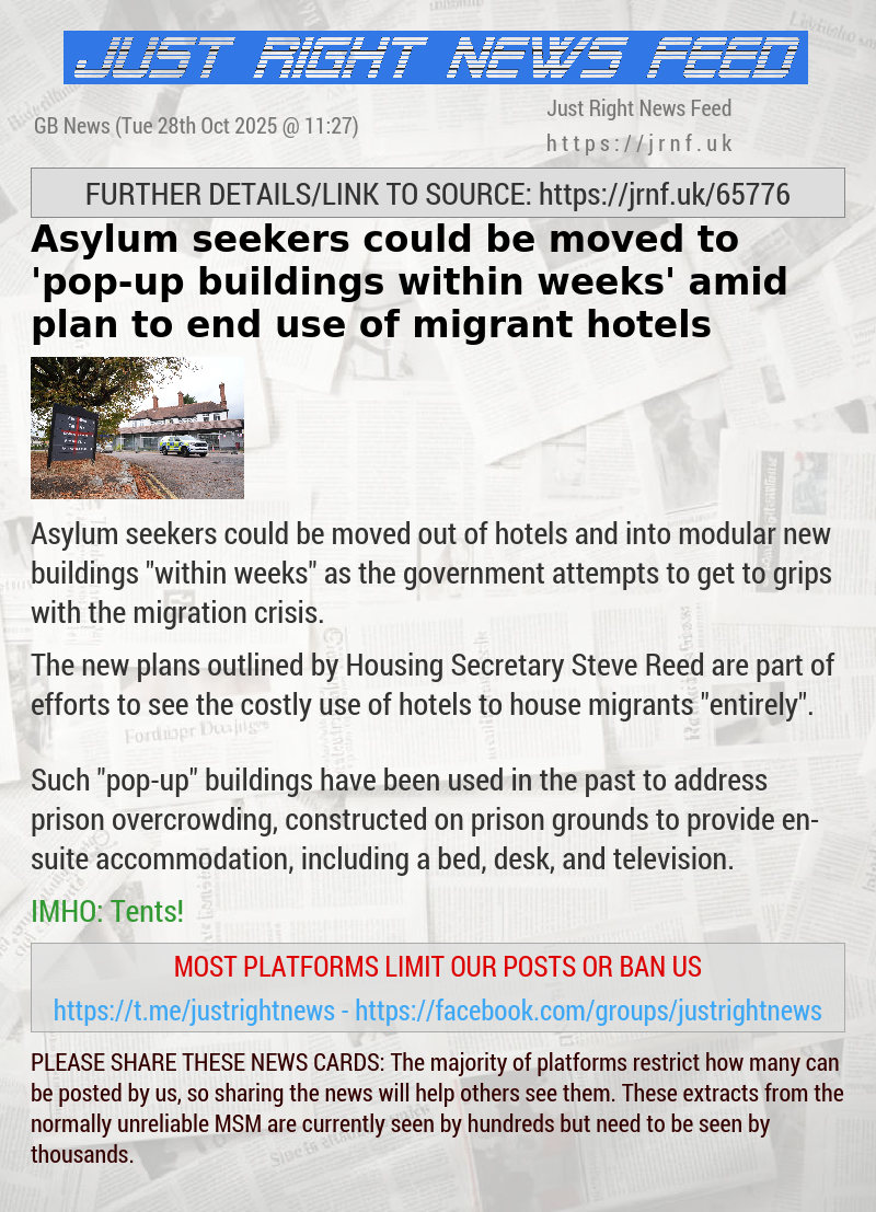 Asylum seekers could be moved to ’pop—up buildings within weeks’ amid plan to end use of migrant hotels