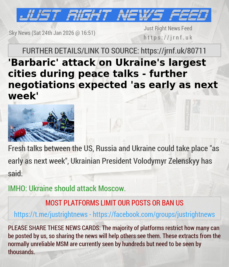 ’Barbaric’ attack on Ukraine’s largest cities during peace talks — further negotiations expected ’as early as next week’