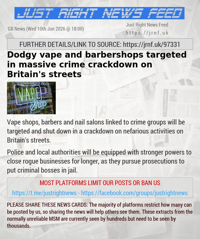 Dodgy vape and barbershops targeted in massive crime crackdown on Britain’s streets