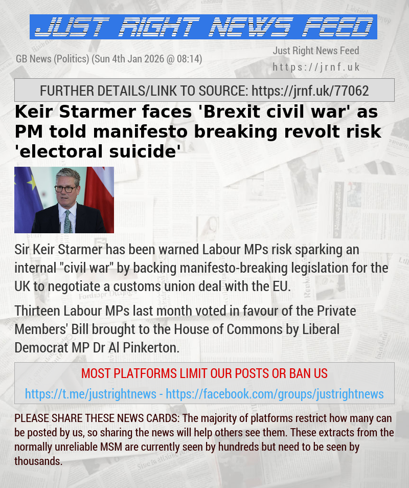 Keir Starmer faces ’Brexit civil war’ as PM told manifesto—breaking revolt risk ’electoral suicide’