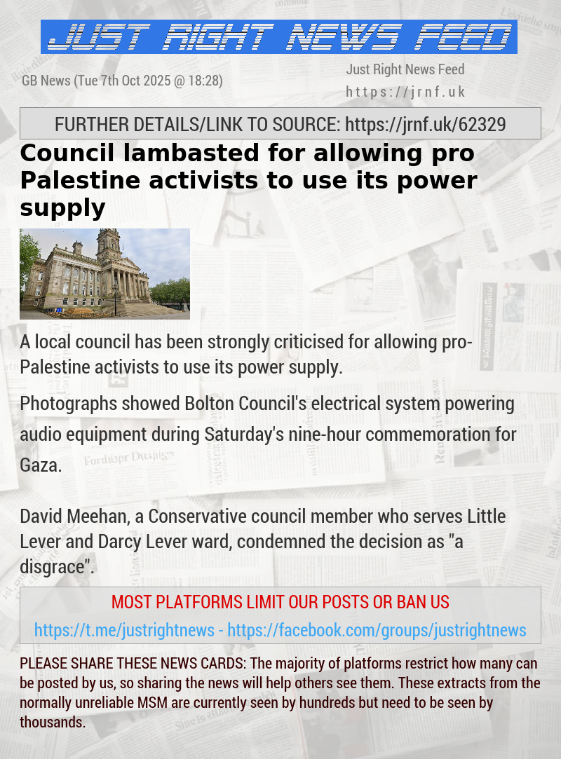 Council lambasted for allowing pro—Palestine activists to use its power supply
