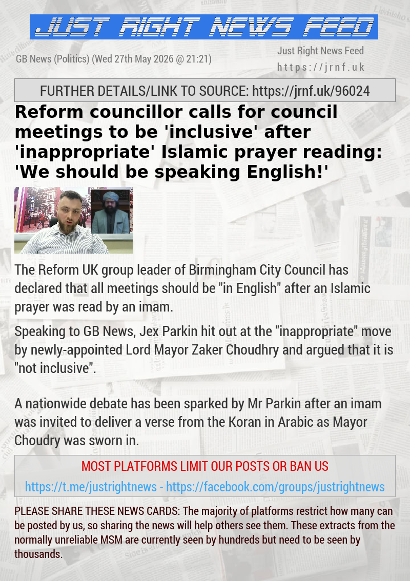 Reform councillor calls for council meetings to be ’inclusive’ after ’inappropriate’ Islamic prayer reading: ’We should be speaking English!’