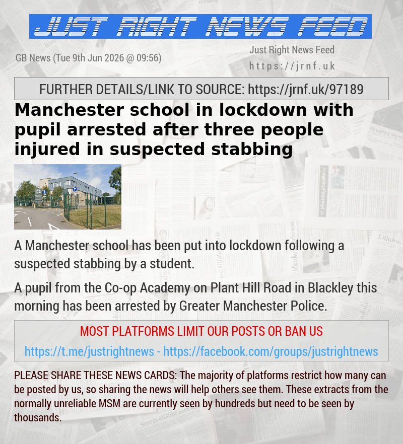 Manchester school in lockdown with pupil arrested after three people injured in suspected stabbing