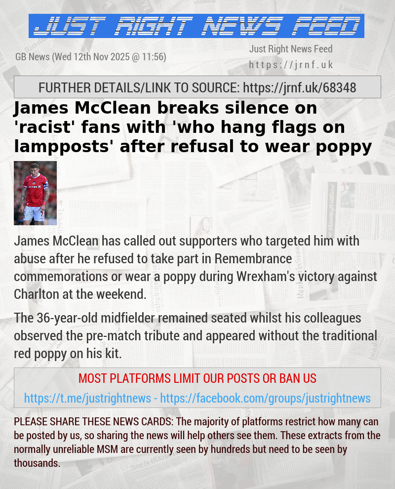James McClean breaks silence on ’racist’ fans with ’who hang flags on lampposts’ after refusal to wear poppy