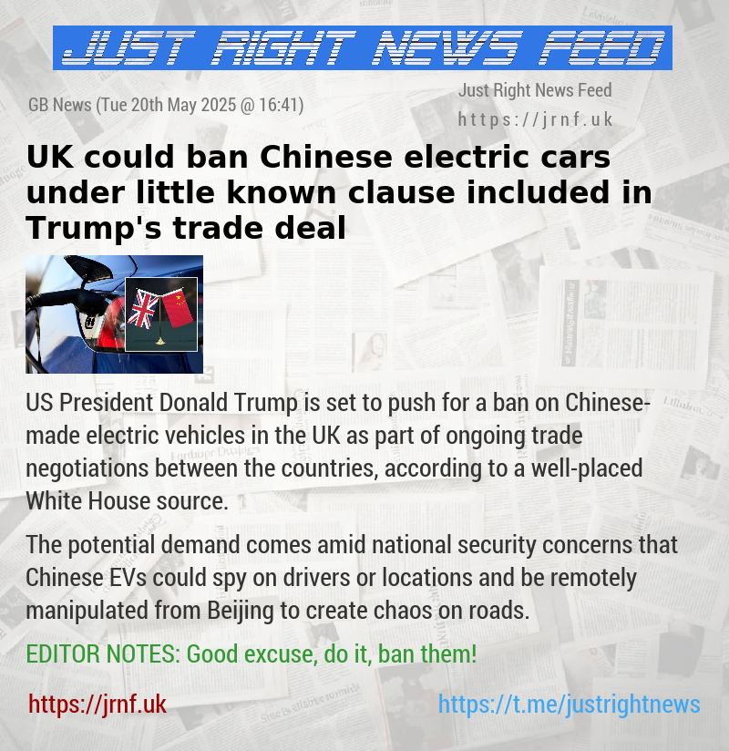 UK could ban Chinese electric cars under little—known clause included in Trump’s trade deal