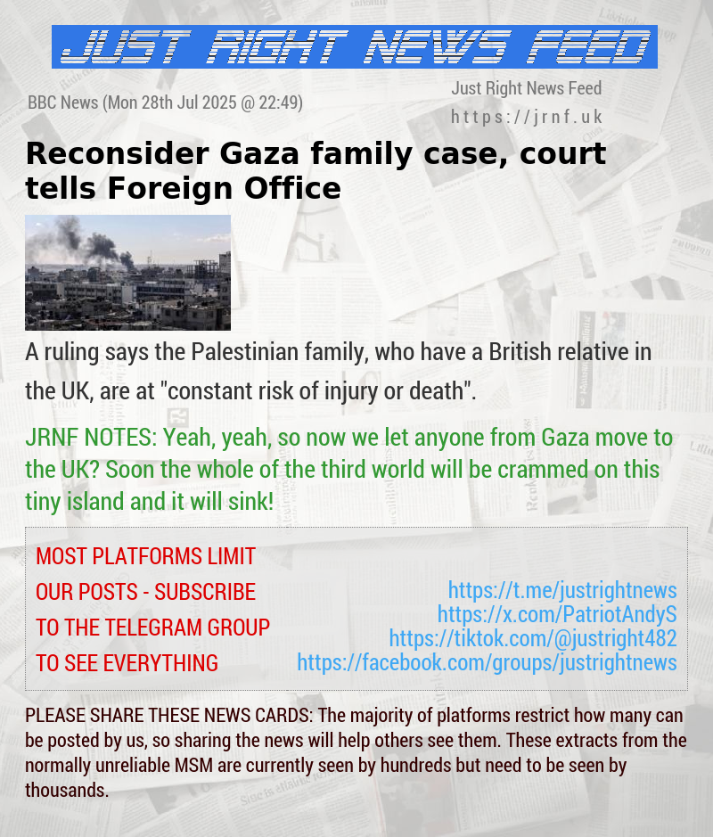 Reconsider Gaza family case, court tells Foreign Office