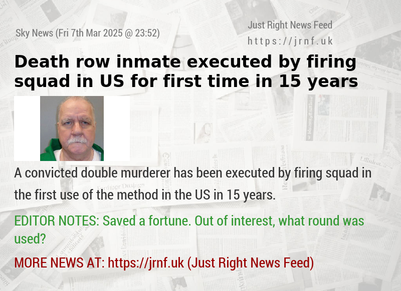 Death row inmate executed by firing squad in US for first time in 15 years